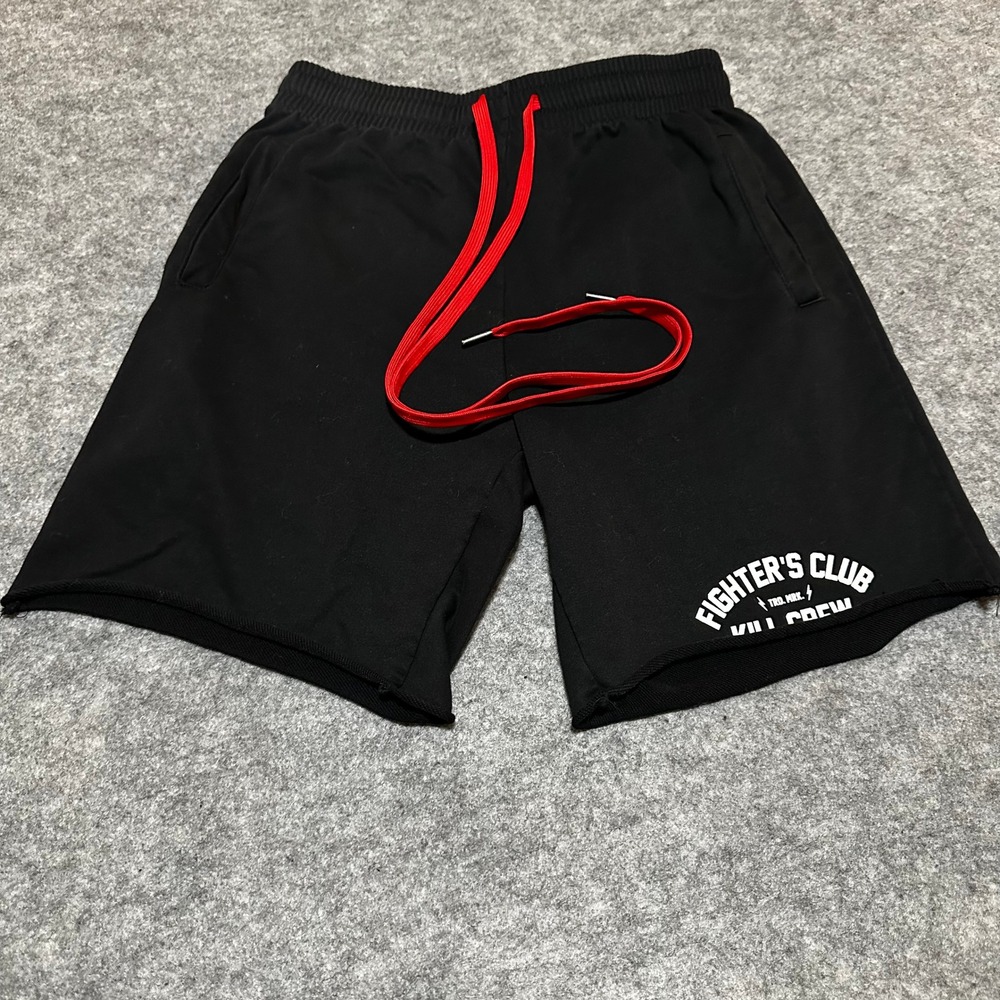 Kill Crew Mens Small Fighters Club Shorts Black MMA Streetwear Gym